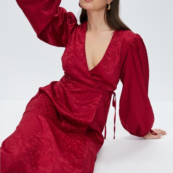 Atmos&Here wrap jacquard satin midi dress size 12 - Picture 4 of 17